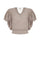 Knitted Alejandra Vest in Rose Melange with elegant ruffle sleeves