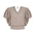Knitted Alejandra Vest in Rose Melange with elegant ruffle sleeves