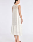 Refined back silhouette of the Lenox Dress in Off White.