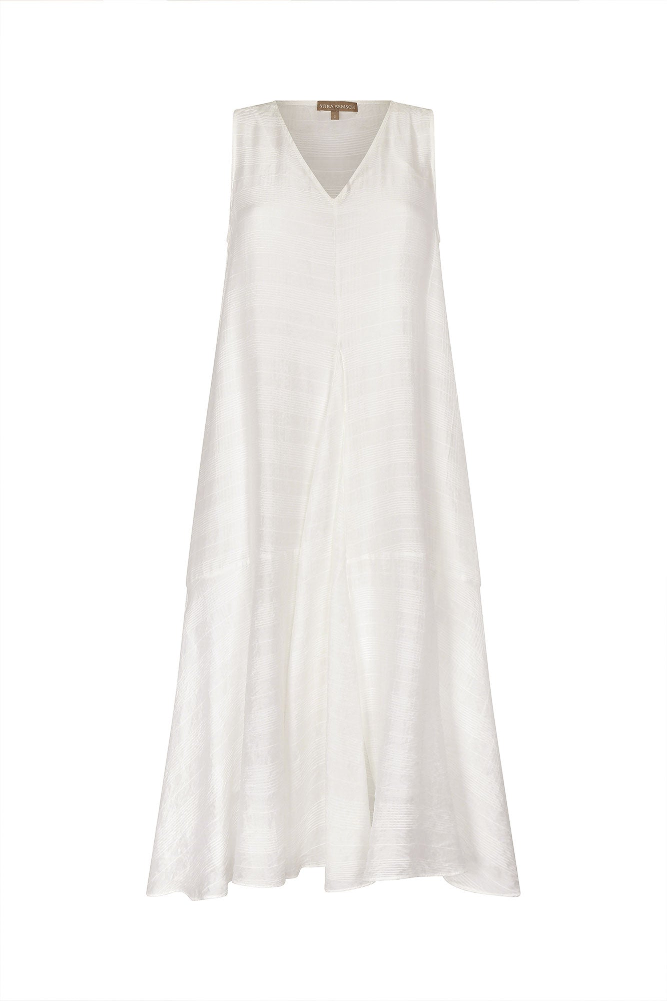 Lenox Godet Dress in Off White.