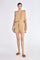 Lira Short in Camel – Linen mid-rise shorts with patch pockets, belt with metal tips, and tone-on-tone trims.