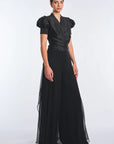 Lucianne Crystal-Cuff Bow Blouse | Black