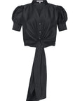 Lucianne Crystal-Cuff Bow Blouse | Black