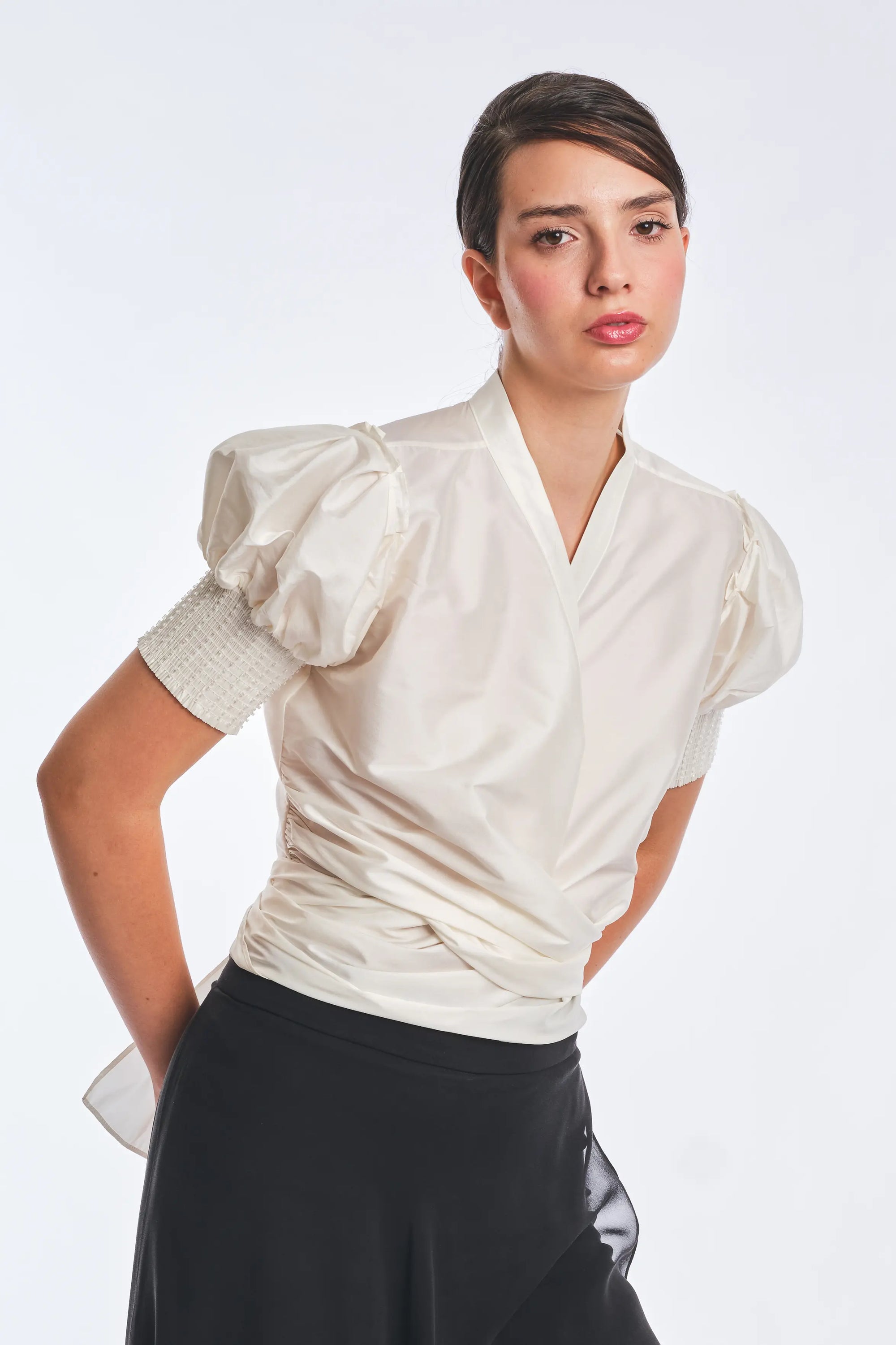 Lucianne Crystal-Cuff Bow Blouse | Off White