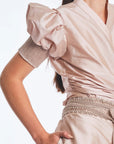 Lucianne Crystal-Cuff Bow Blouse | Rose