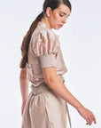 Lucianne Crystal-Cuff Bow Blouse | Rose