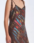 Luhana Maxi Dress with Crochet Tie Details | Print Brown