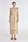 Maki Dress in Ecru – Sleeveless cotton midi dress with Nehru collar, metal buttons, tonal belt, and hidden pockets.