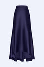 Mayela Skirt in Blue - Chic Mermaid Asymmetrical Satin Skirt with Back Cut