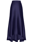 Mayela Skirt in Blue - Chic Mermaid Asymmetrical Satin Skirt with Back Cut