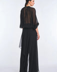 Monica Sheer Silk Blouse with High Neck | Black