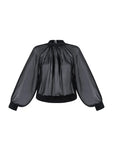 Monica Sheer Silk Blouse with High Neck | Black