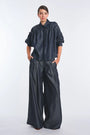 Morgana Denim Tencel Collared Blouse | Navy