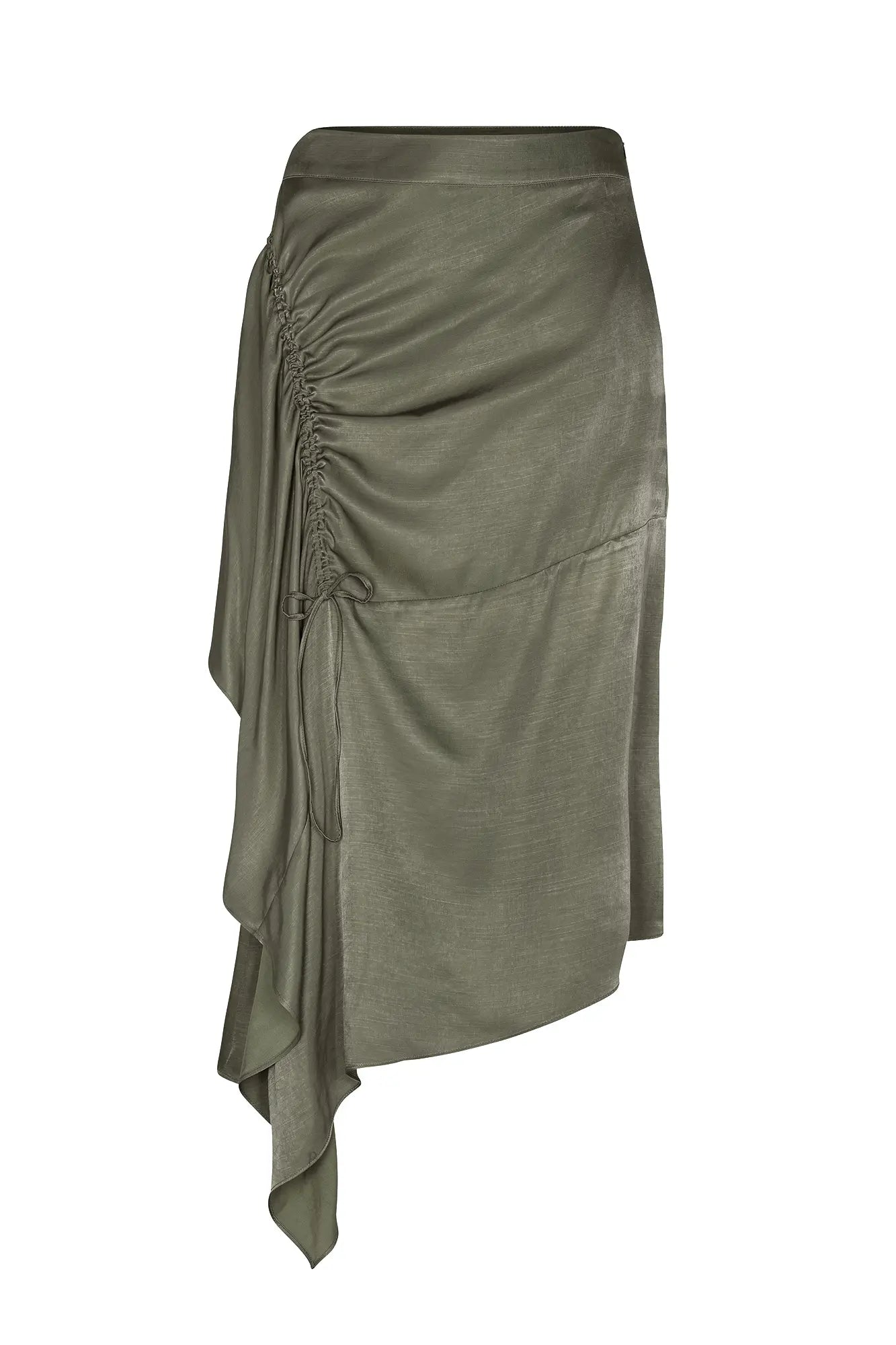 Olenka Asymmetric Ruched Skirt | Olive