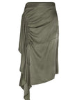 Olenka Asymmetric Ruched Skirt | Olive
