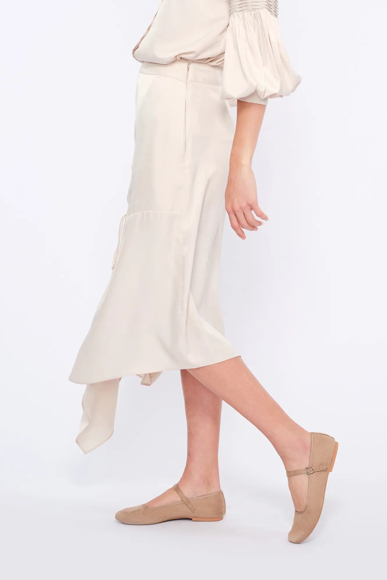 Olenka Asymmetric Ruched Skirt | Pristine