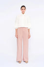 Front view of the Parker Trouser in Rose, showcasing its clean, straight-leg silhouette.