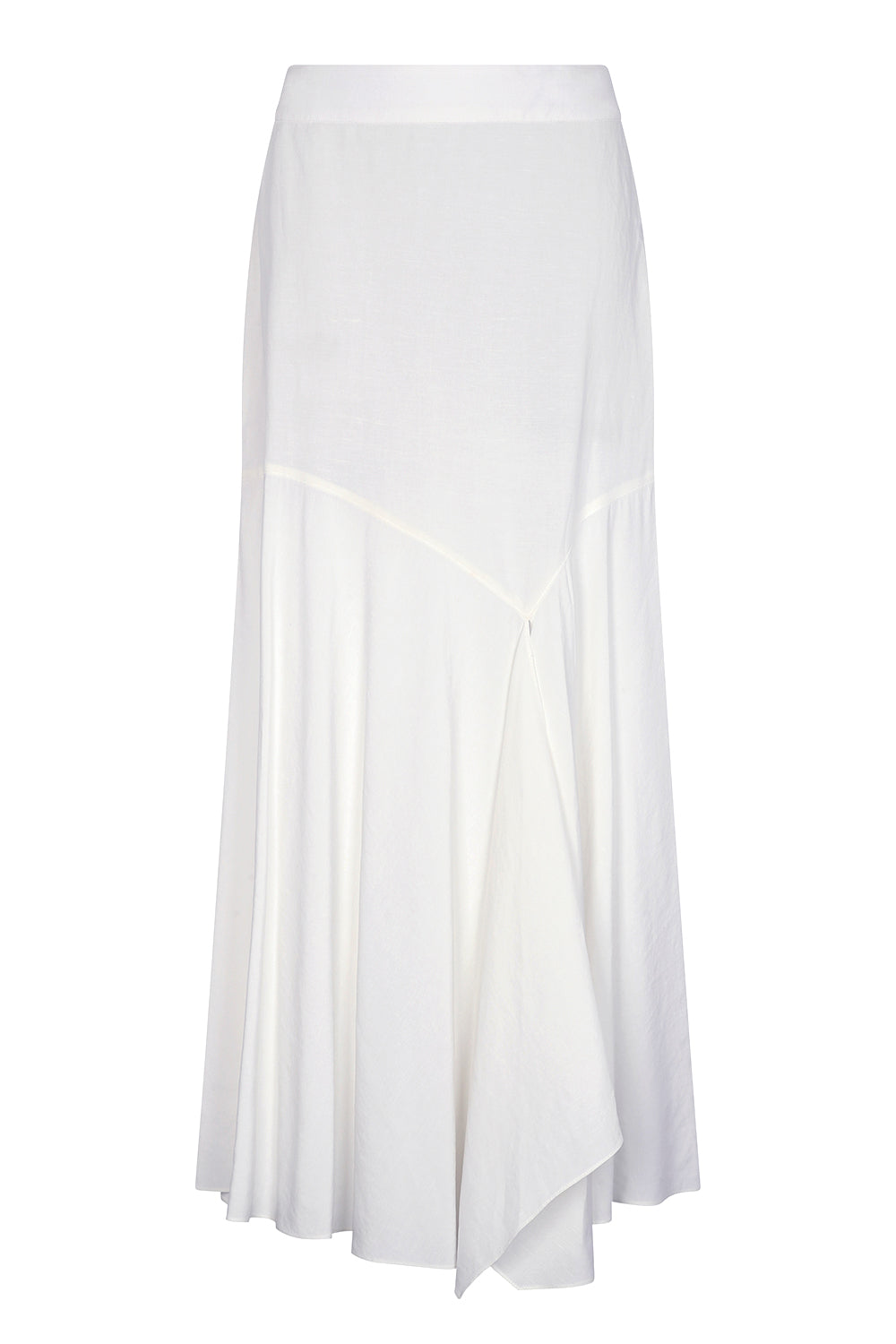 Penny Skirt in Off White with a high-waisted flowing silhouette, offering timeless elegance for any wardrobe.