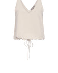 Ryan Top in Ecru featuring a flattering V-neckline and an adjustable drawstring waist for a tailored fit.