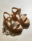 Suede Platform Sandals with Ties and Tassels