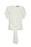 Shelby Blouse in Off White with a round neck, button-back detail, elasticated short sleeves, and flattering tie hem.