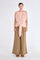 Shelby Blouse in Rose – Linen-blend blouse with round neck, elasticated sleeves, back button closure, and tie hem.