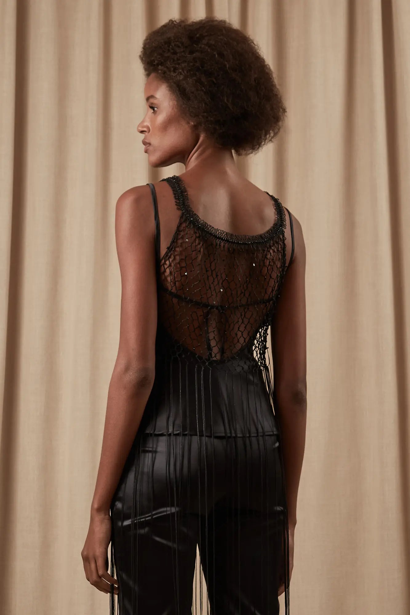 Sofia Macramé Knit Top | Black