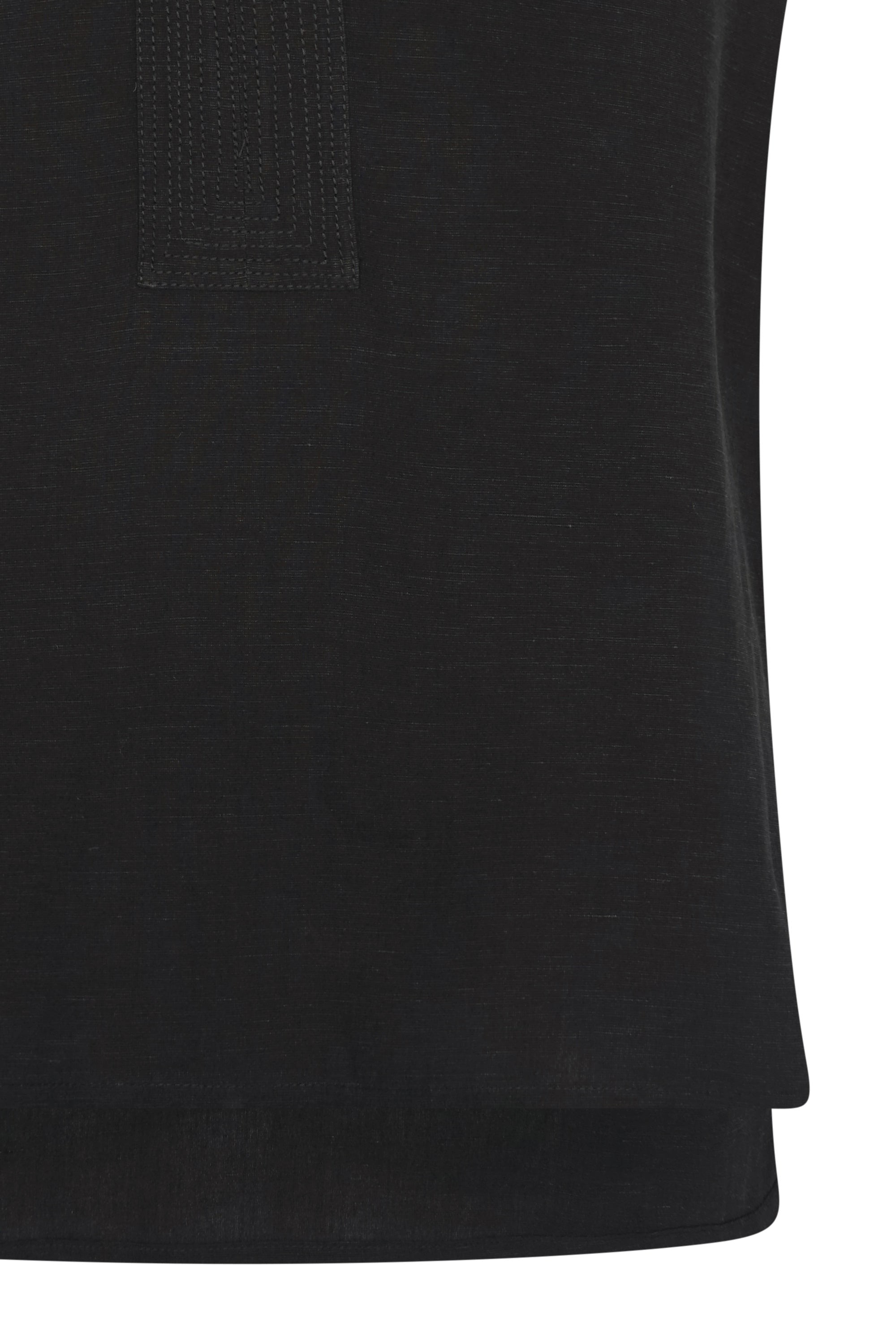 Soleil Blouse in Black with a sleek V-neckline, Nehru collar, and tonal topstitch detailing.