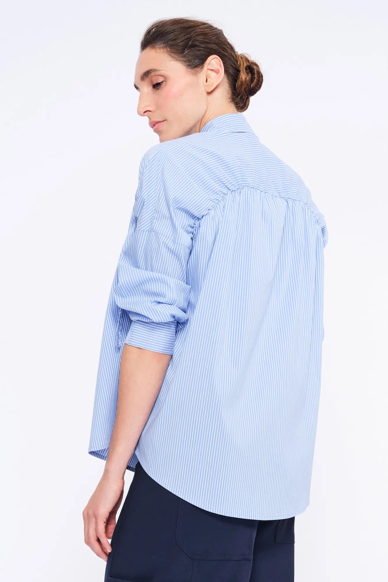 Understated back silhouette of the Star Blouse, crafted from premium Peruvian cotton.