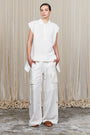 Tiana Wide-Leg Pant in Off White with patch pockets and metal-tipped drawstrings