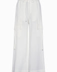 Tiana Wide-Leg Pant in Off White with patch pockets and metal-tipped drawstrings