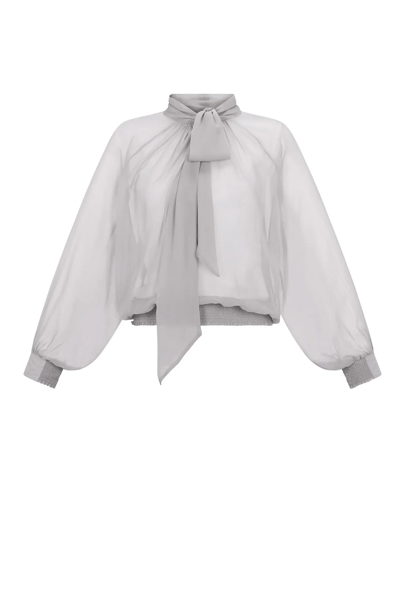 Tiziana Silk Tie-Neck Blouse | Silver