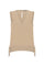 Valencia Blouse in Camel – Sleeveless blouse with hem detailing, armhole trim, and drawstring ties with metal buckles.