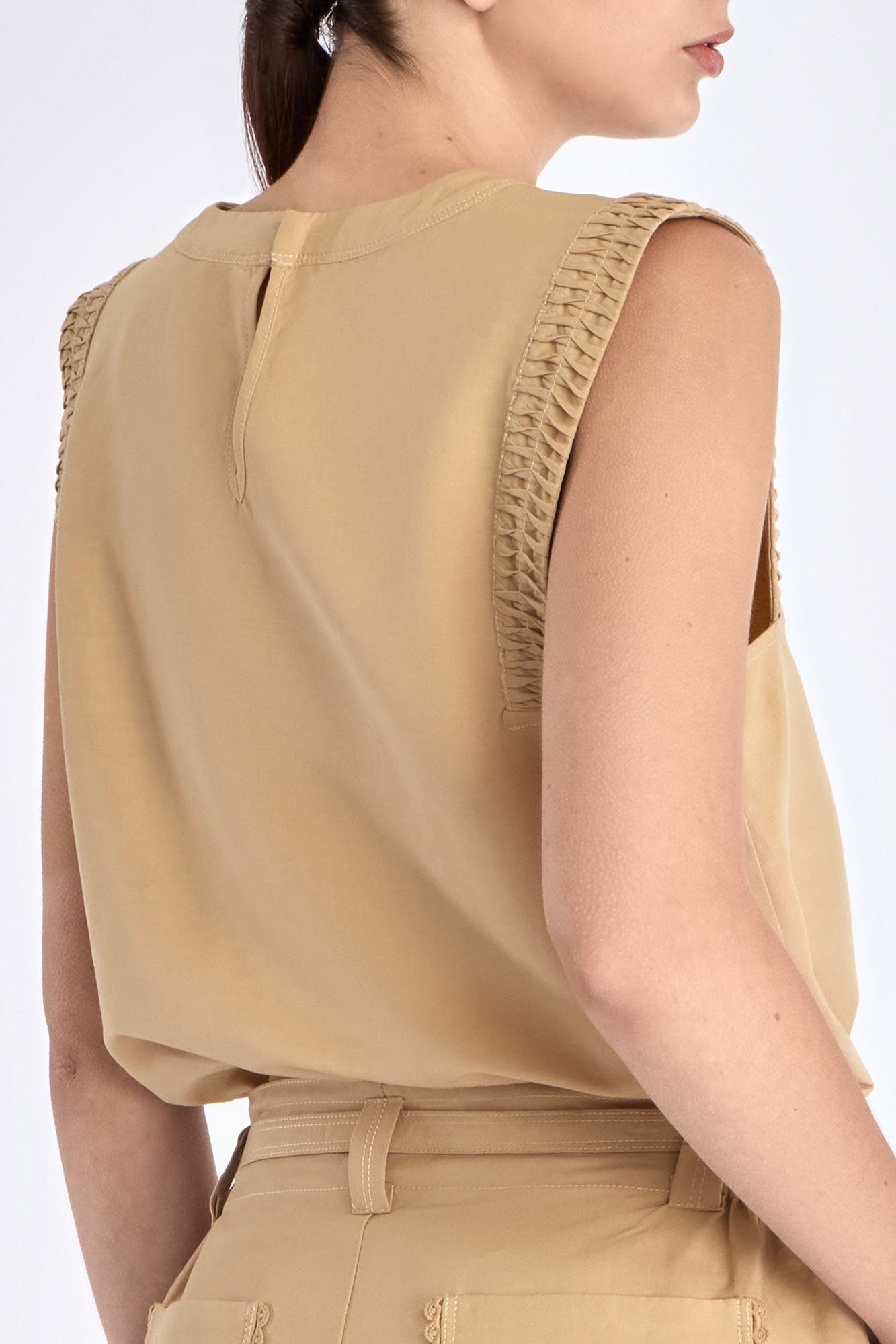 Valencia Linen Blend Blouse | Camel