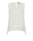 Valencia Blouse in Off White with modern drawstring and metal buckle accents