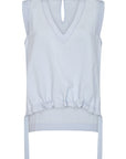 Valencia Blouse in Sky Blue with drawstring and metal buckle hem