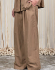 Veda Pant in Taupe, sophisticated wide-leg pants with minimalist design and functional details.