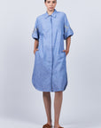 Winnie Blouse – Linen Shirt Dress with Hand Embroidery and Hidden Pockets