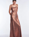 Zahara Metallic Crochet-Tie Maxi Dress | Copper