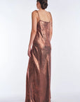 Zahara Metallic Crochet-Tie Maxi Dress | Copper