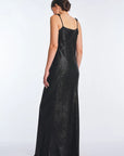 Zahara Metallic Crochet-Tie Maxi Dress | Black