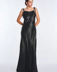 Zahara Metallic Crochet-Tie Maxi Dress | Black