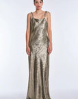 Zahara Metallic Crochet-Tie Maxi Dress | Bronze
