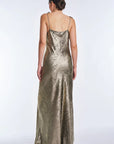 Zahara Metallic Crochet-Tie Maxi Dress | Bronze