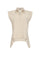 Zayla Blouse in Ecru, modern sleeveless blouse with a flattering V-neck and stylish hem.