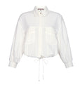 Zayla Jacket in Off White, refined elegance with front patch pockets and button closure.