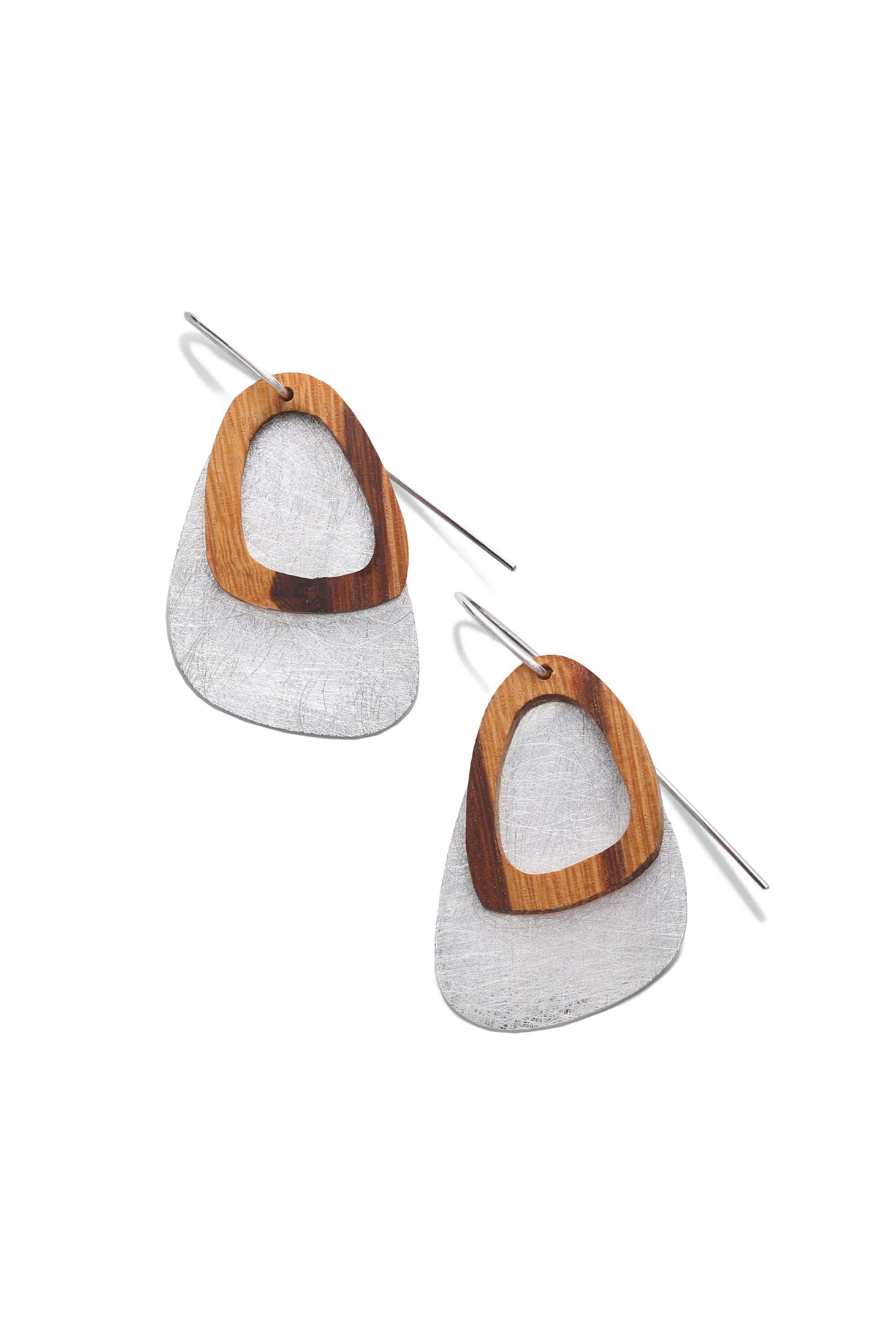 Tribal Wooden Earrings with Sterling Silver